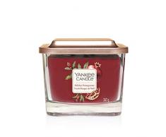 Yankee Candle Elevation Collection avec Couvercle de Plate-forme Bougie Carrée Moyenne à 3 Mèches, Holiday Pomegranate