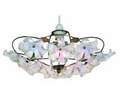 Oaks Lighting Abeba Suspension laiton antique/fleurs acryliques nacrées 38 cm