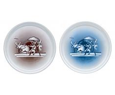 Alessi Aaa03set2 #vivanapoli Set de deux Assiettes Ã Pizza en Porcelaine DÃ©corÃ©e, Marron et Blue