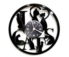 Instant Karma Clocks Horloge Murale en Vinyle IdÃ©e Cadeau Vintage Faite Ã la Main I Love Cats Chat