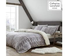 Catherine Lansfield Cable Knit Fleece Parure pour Couette, Naturel, King