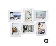 Relaxdays Cadre photos pÃªle-mÃªle 6 photos Galerie mur cadre mural 3D Ã suspendre 33 x 47,5 cm, blanc