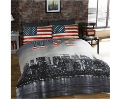 New York Parure de lit New York NYC Housse de Couette 200cm x 200cm avec 2 taies