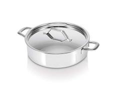 Bekaline 13416284 Tri Lux Cocotte 2 anses + couvercle en acier inoxydable Triply intÃ©rieur cÃ©ramique 28 cm