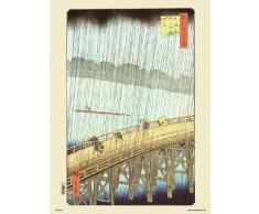 Hiroshige Japonais Brusque de Douche sur ShinÂ âÂ Ohashi Pont et ATake Poster dune.