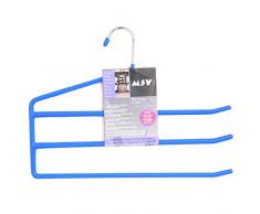 MSV 245 - Cintre pour Pantalon avec 3 Barres MÃ©tal Bleu 33 x 14 cm