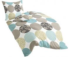 Bierbaum 6383_02 Dessin Parure de lit en Satin de Coton mako Turquoise (02), Satin, Multicolore, 135 cm x 200 cm