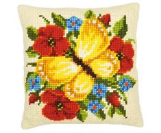 Kit coussin au point de croix Papillon bleu