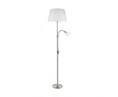 EGLO 95686 Lampe sur Pied, Tissu, Verre, Acier, E27, 100 W, Nickel, Blanc