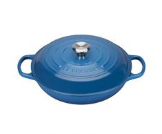 Le Creuset, Faitout en Fonte Ãmaillée, Rond, à 30cm, 3.2 L, Compatible avec Toutes Sources de Chaleur (Induction Incluse), 5.555 kg, Bleu Marseille