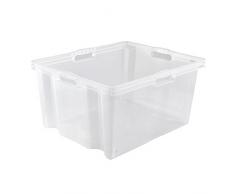 Keeeper Boîte de Rangement avec Poignées Intégrées, Dimensions : XXL, 52 x 43 x 26 cm, 44 l, Franz, Transparent