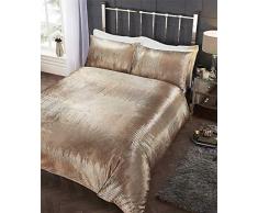 Rapport Parure de lit en Velours Ã©crasÃ© avec Housse de Couette et Sequins en Polycoton ArgentÃ©, Polycoton, dorÃ©, Double