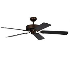 Ventilateur de plafond Pepeo Potkuri, sans éclairage, revêtement bronze antique, pâles de couleur noire