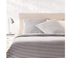 AmazonBasics Parure de lit en jersey, rayures, - 200 x 200 cm / 65 x 65 cm, Gris clair
