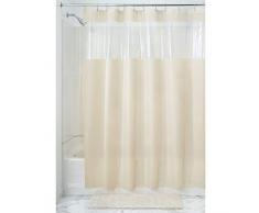 iDesign 26682EU Rideau de Douche Hitchcock, sans PVC, EVA, 183 x 183 cm - Sable/Transparent, Vinyl, Sand/Clair, 183 x 0,25 x 183 cm