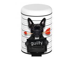 WENKO 22736100 Poubelle à pédale Guilty Dog 3 Litres Acier 17 x 25 x 22,5 cm