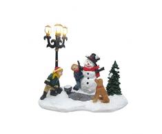 Autour de Minuit 5MAI535 ScÃ¨ne Bonhomme De Neige avec Lampadaire, Plastique, Multicolore, 13 x 13 x 12 cm
