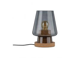 Paulmann 79736 Neordic Iben Lampe de table, max. 1x20W, E27, Verre fumé Liège, 230V, Verre/Liège