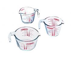 Pyrex - Lot de 3 Pièces - Broc Mesureur en Verre Résistant 0,25L + 0,5L + 1L - Fabriqué en France