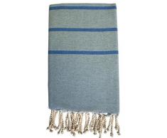 HR Decoraction Zoe Serviette de Plage en Coton Bleu 200Â x 100Â x 0,5Â cm