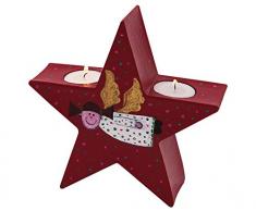 Efco Veilleuse Star 2Â Debout, Support Papier Mache, Marron, 18Â x 18Â x 5,5Â cm