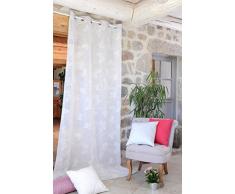 Lovely Casa R68827001VL Flees Voilage avec Papillons Polyester Blanc 260 x 135 cm