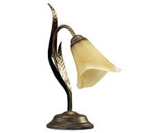 ONLI - Lampe Ã chevet en mÃ©tal marron avec nuances dorÃ©es et verre ambre en forme de calla