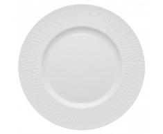 DEGRENNE - Boreal Satin Lot de 6 assiettes plate ronde, porcelaine 28,5 cm - Blanc