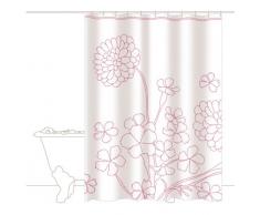 HomeBain Rideau de Douche 180x200 cm Summer Time, 100% Polyester, Blanc/Fuchsia