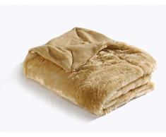 Ourson Plaid Loup-Fourrure Chaud et doux-100, 100% Polyester, Chocolat, 125X150