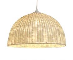 Luminaire Jacinthe 1/2 sphÃ¨re, suspension rotin, 60 W, blanc, Ã¸ 40 x H 22 cm