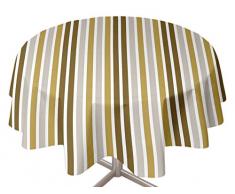 Soleil docre Nappe Toile cirée Ronde 160 cm Rayures, PVC, Multicolore, 160x160 cm