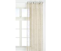 HomeMaison.com HM69806883 Rideau Organza Brodé Jacquard Fils Coupes Goutte Polyester Ivoire 140 x 240 cm