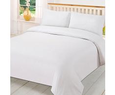 Brentfords Parure de lit Unie, Microfibre, Blanc, Super King