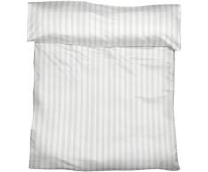 Fleuresse Linge de lit en satin à rayures housse de couette avec fermeture portefeuille TB 25, blanc, 135 x 200 cm