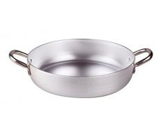 Pentole Agnelli Poêle en Aluminium, épaisseur 2 mm, avec 2 poignées en Acier Inoxydable, Argenté 20 cm Argent
