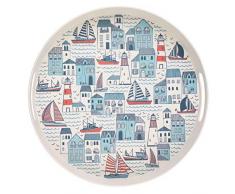 CAMBRIDGE Grand Plateau Rond réutilisable sans bisphénol A avec poignées CM06399 Plymouth, 38 cm | Idéal pour Servir des Boissons en soirée, Mélange De Fibres De Bambou