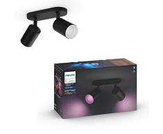 Philips Hue White & Color Ambiance Spot Fugato x2 Noir Compatible Bluetooth, Fonctionne avec Alexa