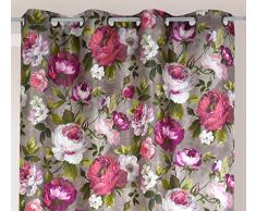 Linder Rideau Fantaisie, Impression fleurs-150x260, 100% Polyester, Multicolore, 150x260