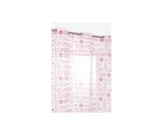 Rideaudiscount Rideaux Voilage 140x240 cm 6 Oeillets Motifs Mots Blanc Rouge