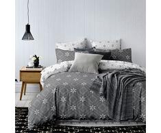DecoKing Parure de Lit 200x200 cm 2 Taies doreiller 80x80 cm Housse de Couette Micro-Fibre Géométrie Géométrique Blanc Gris Anthracite Graphite Acier Snowy Night Hypnosis Collection