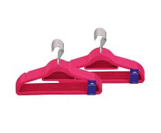 JVL Simple Gamme en Velours Touch Ã©conomie despace antidÃ©rapant cintres Lot de 100, recyclÃ©, Plastique ABS, Nylon, Zinc, Rose, 41.5Â x 0.5Â x 22.5Â cm