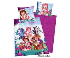 Herding ENCHANTIMALS Parure de Lit Réversible, Housse de Couette 135 x 200 cm, Taie dOreiller 80 x 80 cm, Coton/Renforcé