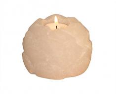 Himalaya Sel Dreams Cristal Photophore Lotus, White Line, Cristal de sel, Blanc, 8Â x 8Â x 8Â cm