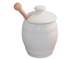 Revol 434B1 - 640451 Moutardier Baril avec Couvercle + Spatule Porcelaine Blanc 9 cm