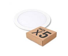 LED Atomant Lot de 5 panneaux Downlight LED ronds plats 18 W Blanc chaud 3000 K 1600 lm Driver inclus Coupe standard 200 mm 225 mm