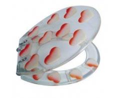 MSV 140135 Abattant WC polyresine Coeurs, MDF/INOX