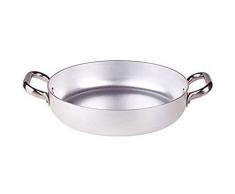 Pentole Agnelli Aluminium Professionnel 3 mm, Casserole avec Deux poignées 22 cm Argent