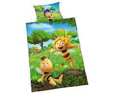 Herding MAYA LABEILLE Parure de Lit Réversible pour Enfants, Housse de Couette 100 x 135 cm, Taie dOreiller 40 x 60 cm, Coton/Renforcé