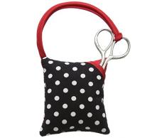 Prym Polka Dot Coussin Ã Ã©pingles et Needlework Kit Ciseaux avec Bordure Rouge, Polyester, Noir/Blanc